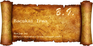 Bacskai Irma névjegykártya